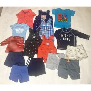 15pc Carters Baby Boy 6 Months Overalls Tops Shorts Clothes Lot Spring Summer
